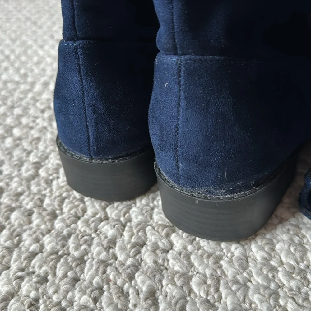 Over the knee faux suede boots with tassels